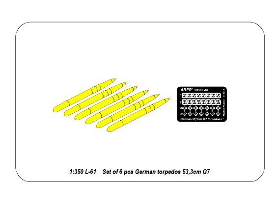 Aber 350L-61 Set of 6 German torpedoes 53,3cm G7 1/350 – Bild 4
