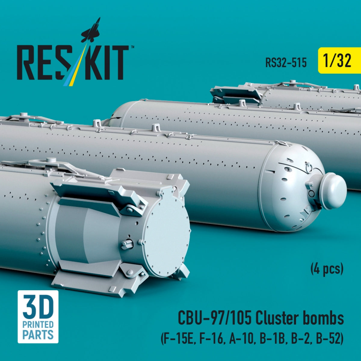 RESKIT RS32-0515 CBU-97/105 cluster bombs (4 pcs) (3D Printed) 1/32 – zdjęcie 3
