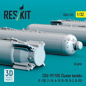 RESKIT RS32-0515 CBU-97/105 cluster bombs (4 pcs) (3D Printed) 1/32 – zdjęcie 3