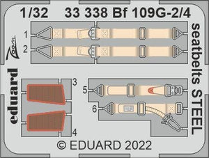 Eduard 33338 Bf 109G-2/4 seatbelts STEEL REVELL 1/32