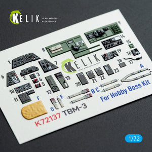 Kelik K72137 TBM-3 Avenger - interior 3D decals for HobbyBoss kit 1/72