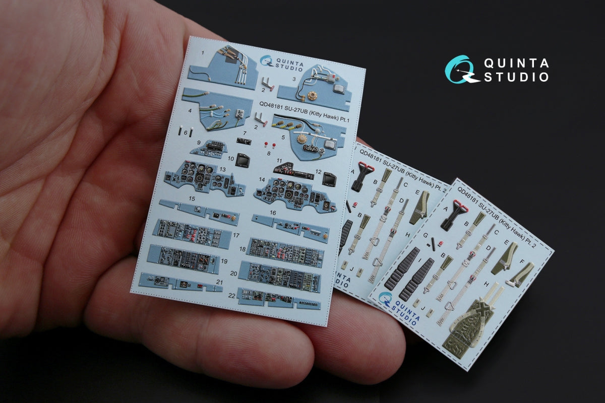 Quinta Studio QD48181 Su-27UB 3D-Printed coloured Interior on decal paper (for KittyHawk kit) 1/48 – imagen 4