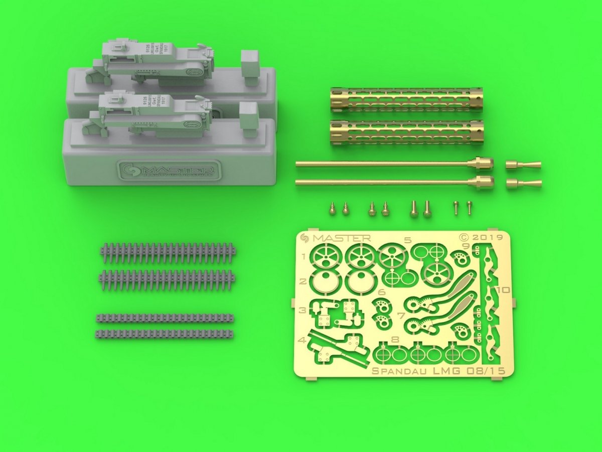 Master AM-32-121 German WWI Spandau LMG 8/15 machine gun (2 pcs.) (resin, turned and photo-etched parts) 1/32 – image 2