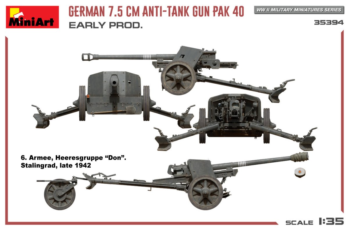 MiniArt 35394 GERMAN 7.5CM ANTI-TANK GUN PAK 40. EARLY PROD 1/35 – Bild 10