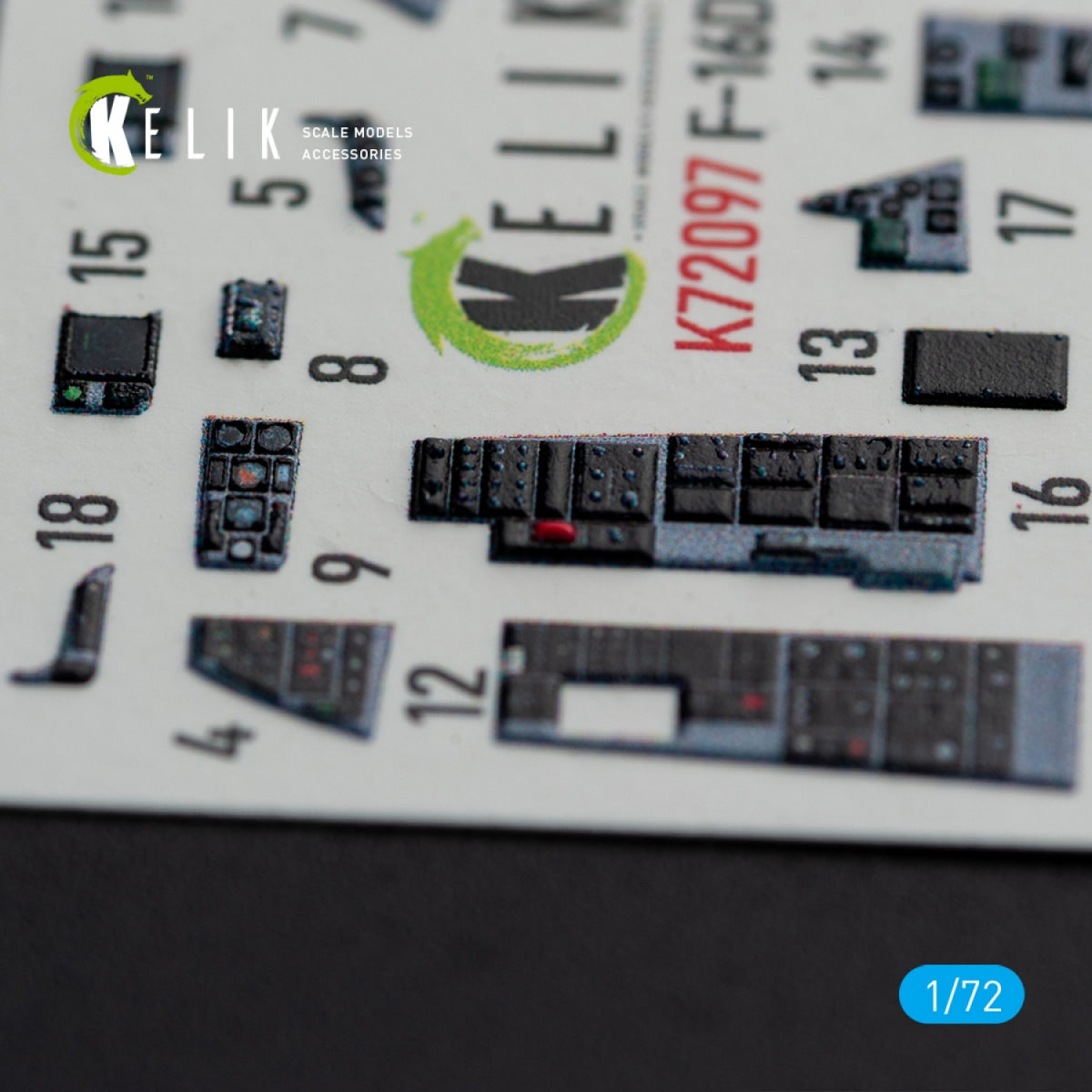 KELIK K72097 F-16D interior 3D decals for Revell kit 1/72 – imagen 6