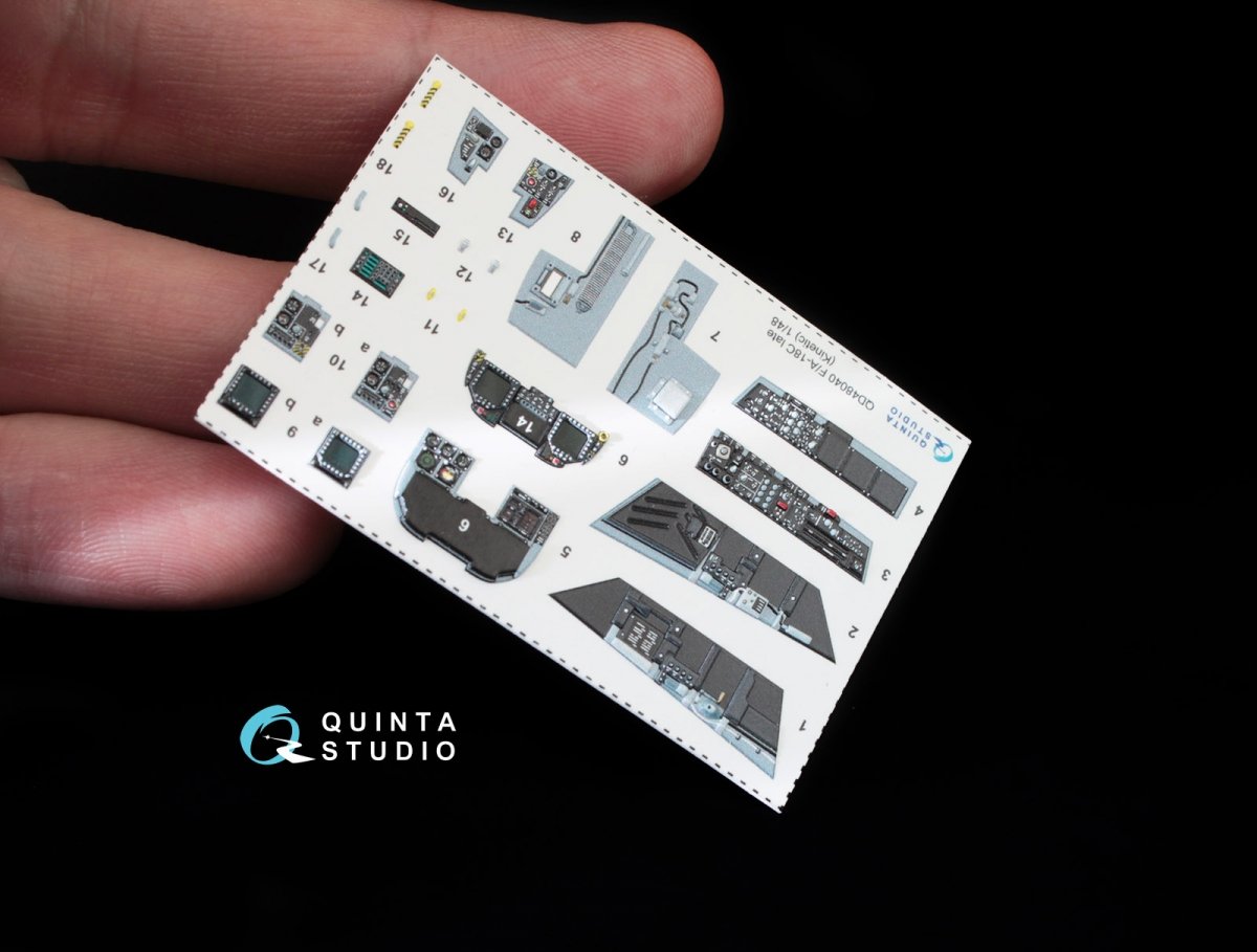Quinta Studio QD48040 F/A-18С (late) 3D-Printed &amp;amp; coloured Interior on decal paper (for Kinetic) 1/48 – immagine 8