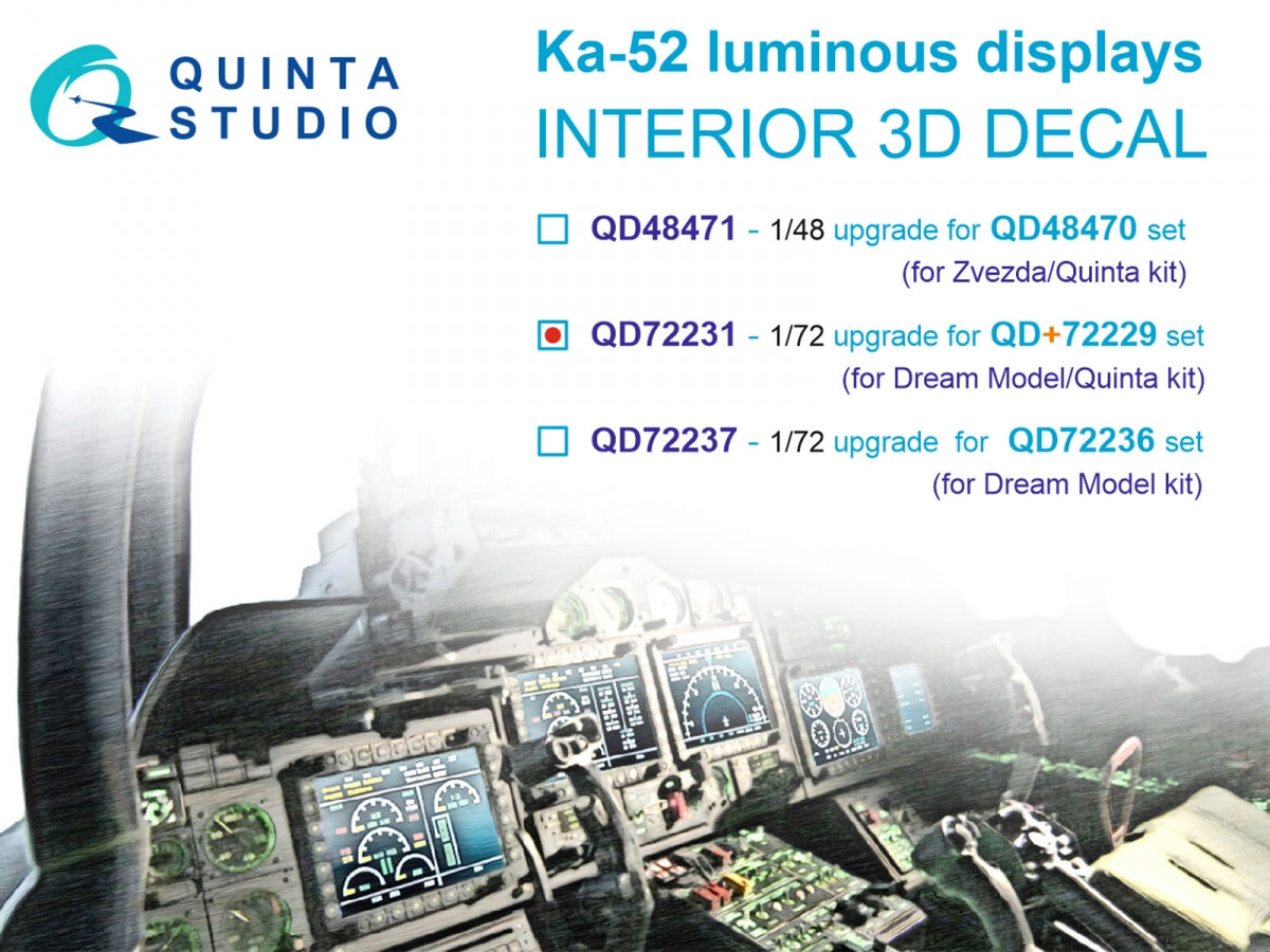 Quinta Studio QD72231 Ka-52 luminous displays upgrade for QD+72229 set only (Dream Model/Quinta) 1/72