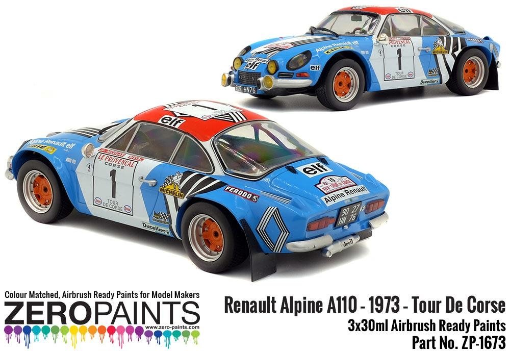 Zero Paints 1673 Renault Alpine A110 – 1973 – Tour De Corse Red - White - Blue Paint Set 3x30ml – Bild 3