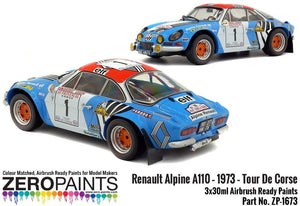 Zero Paints 1673 Renault Alpine A110 – 1973 – Tour De Corse Red - White - Blue Paint Set 3x30ml – Bild 3