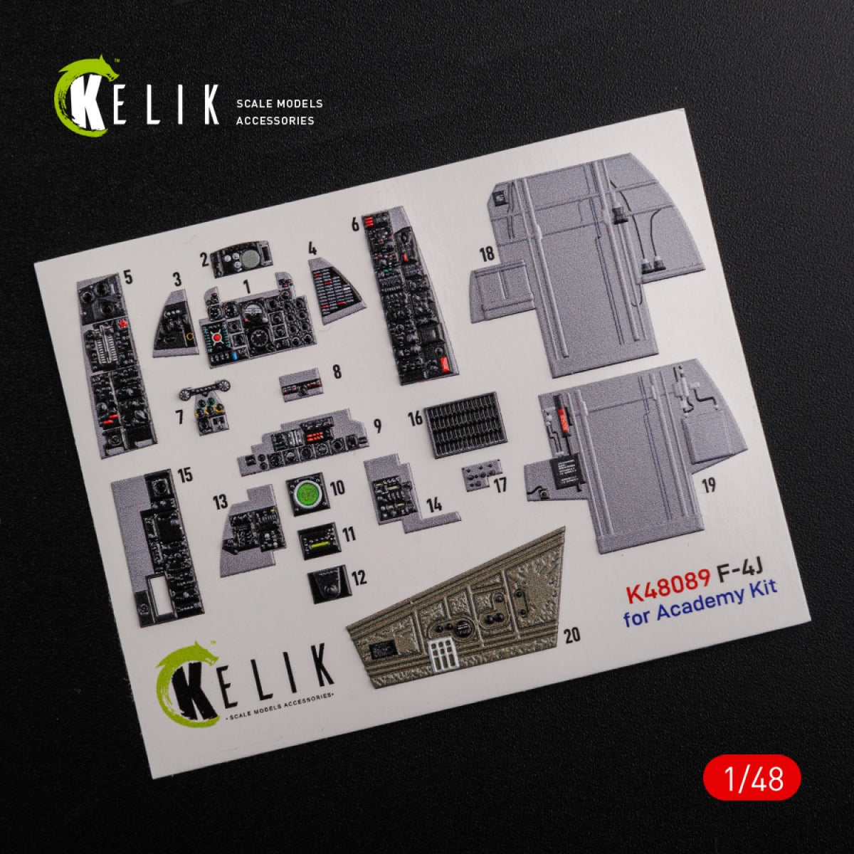 KELIK K48089 F-4J &amp;quot;Phantom II&amp;quot; interior 3D decals for Academy kit 1/48 – Bild 2
