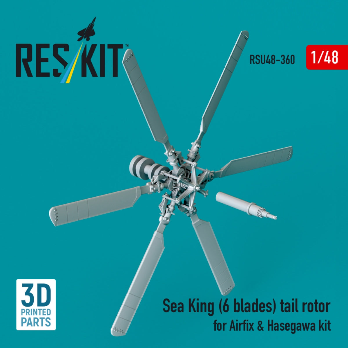 RESKIT RSU48-0360 Sea King (6 blades) tail rotor for Airfix &amp;amp; Hasegawa kit (3D printed) 1/48