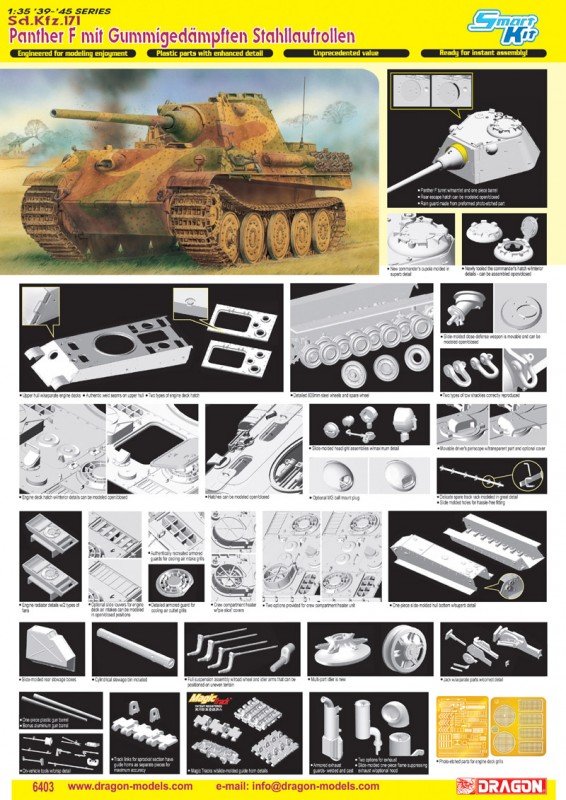 Dragon 6403 Panther F mit Gummigedampften Stahllaufrollen 1/35 – immagine 2
