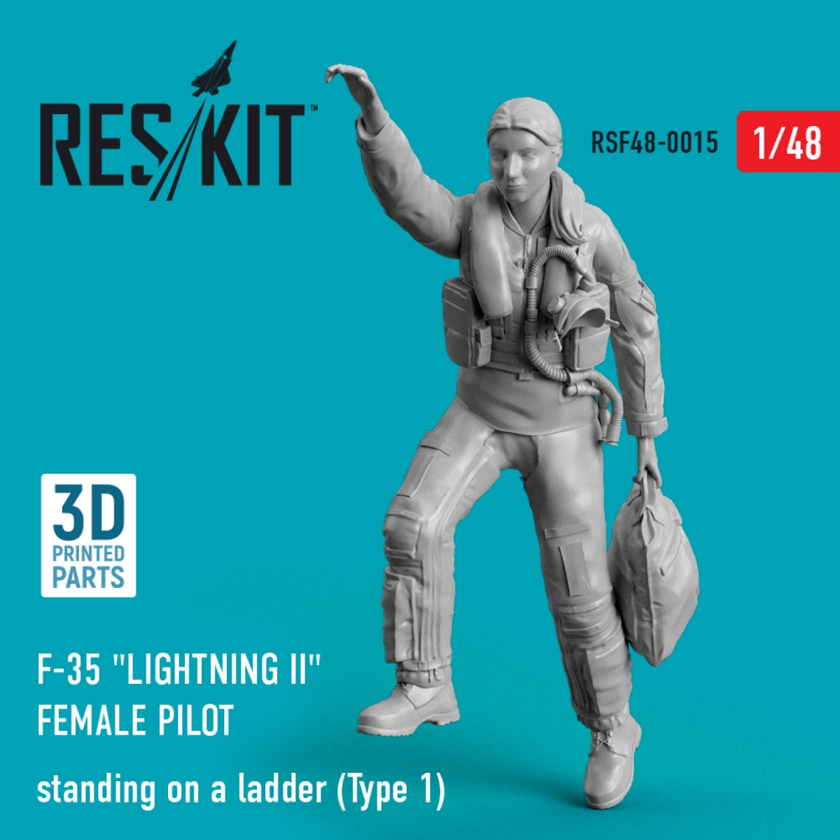 RESKIT RSF48-0015 F-35 &amp;quot;LIGHTNING II&amp;quot; FEMALE PILOT STANDING ON A LADDER (TYPE 1) (3D PRINTED) 1/48