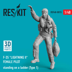 RESKIT RSF48-0015 F-35 &amp;quot;LIGHTNING II&amp;quot; FEMALE PILOT STANDING ON A LADDER (TYPE 1) (3D PRINTED) 1/48