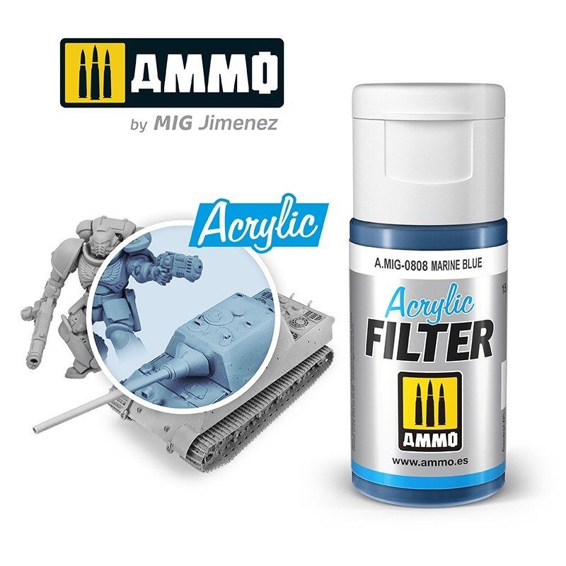 Filtre acrylique bleu marine Ammo of Mig 0808 15 ml