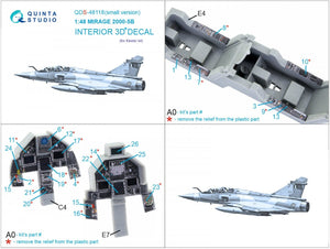 Quinta Studio QDS-48118 Mirage 2000-5B 3D-Printed &amp;amp; colored Interior on decal paper (Kinetic) (Small version) 1/48 – image 10