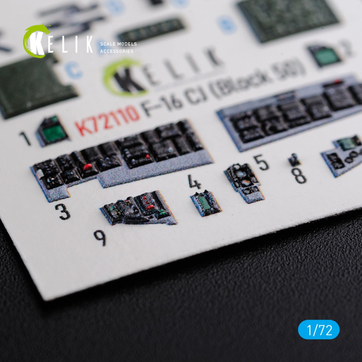 KELIK K72110 F-16 CJ (Block 50) interior 3D decals for Tamiya kit 1/72 – zdjęcie 7