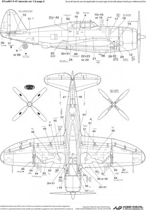 HobbyDecal ST32001V1 P-47 Stencils ver 1 1/32 – imagen 3