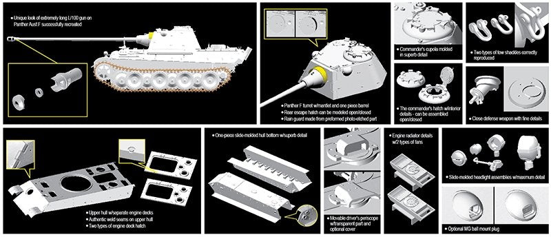 Dragon 6799 Panther Ausf.F w/7.5cm KwK42 L/100 1/35 – zdjęcie 3