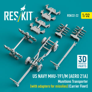 RESKIT RSK32-0022 US NAVY MHU-191/M (AERO 21A) Munitions Transporter (with adapters for bombs) (Carrier Fleet) (3D Printed model kit) 1/32 – Bild 4