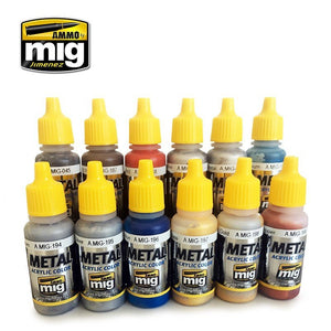 AMMO of Mig Jimenez 7175 METALLIC COLORS SET (12x17ml) – immagine 2