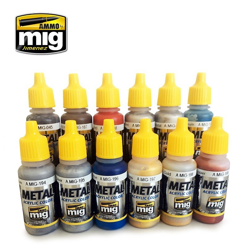 AMMO of Mig Jimenez 7175 METALLIC COLORS SET (12x17ml) – immagine 2
