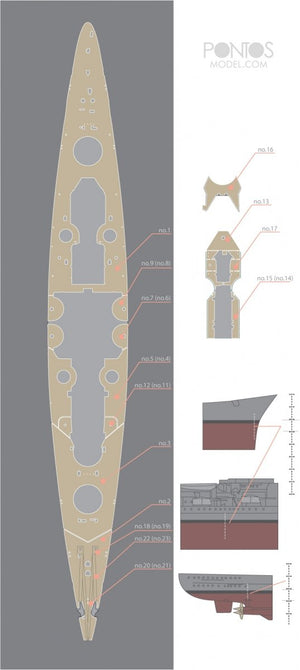 Pontos 35012WD1 DKM Scharnhorst Wooden Deck set Type 1 1/350 – immagine 4
