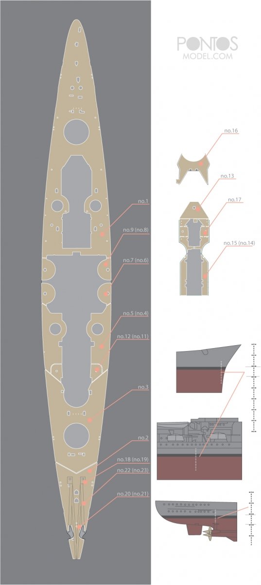 Pontos 35012WD1 DKM Scharnhorst Wooden Deck set Type 1 1/350 – immagine 4
