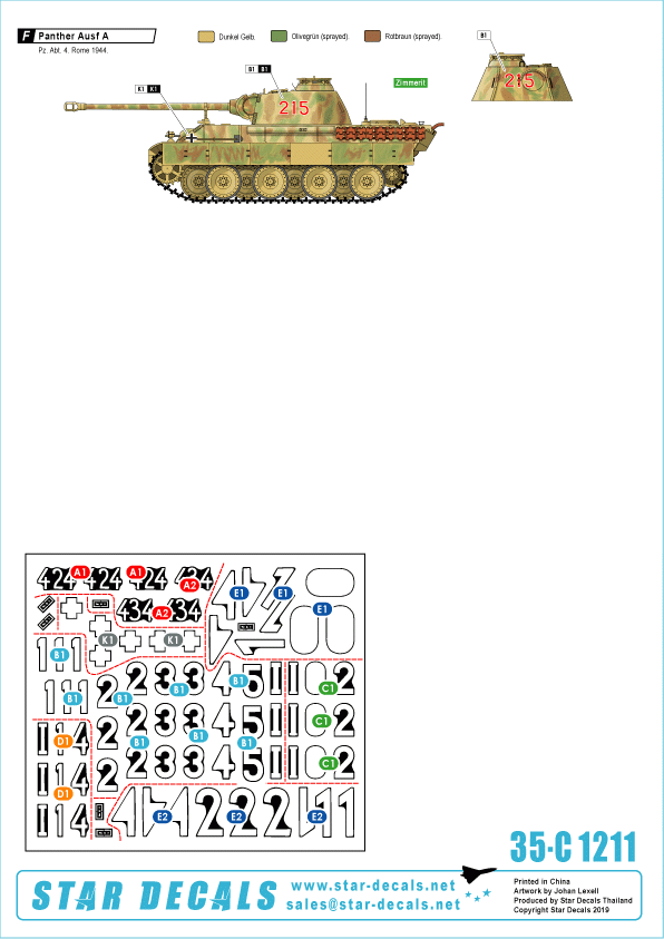 Star Decals 35-C1211 German tanks in Italy # 11 Panther A &amp;amp; G 1/35 – imagen 2