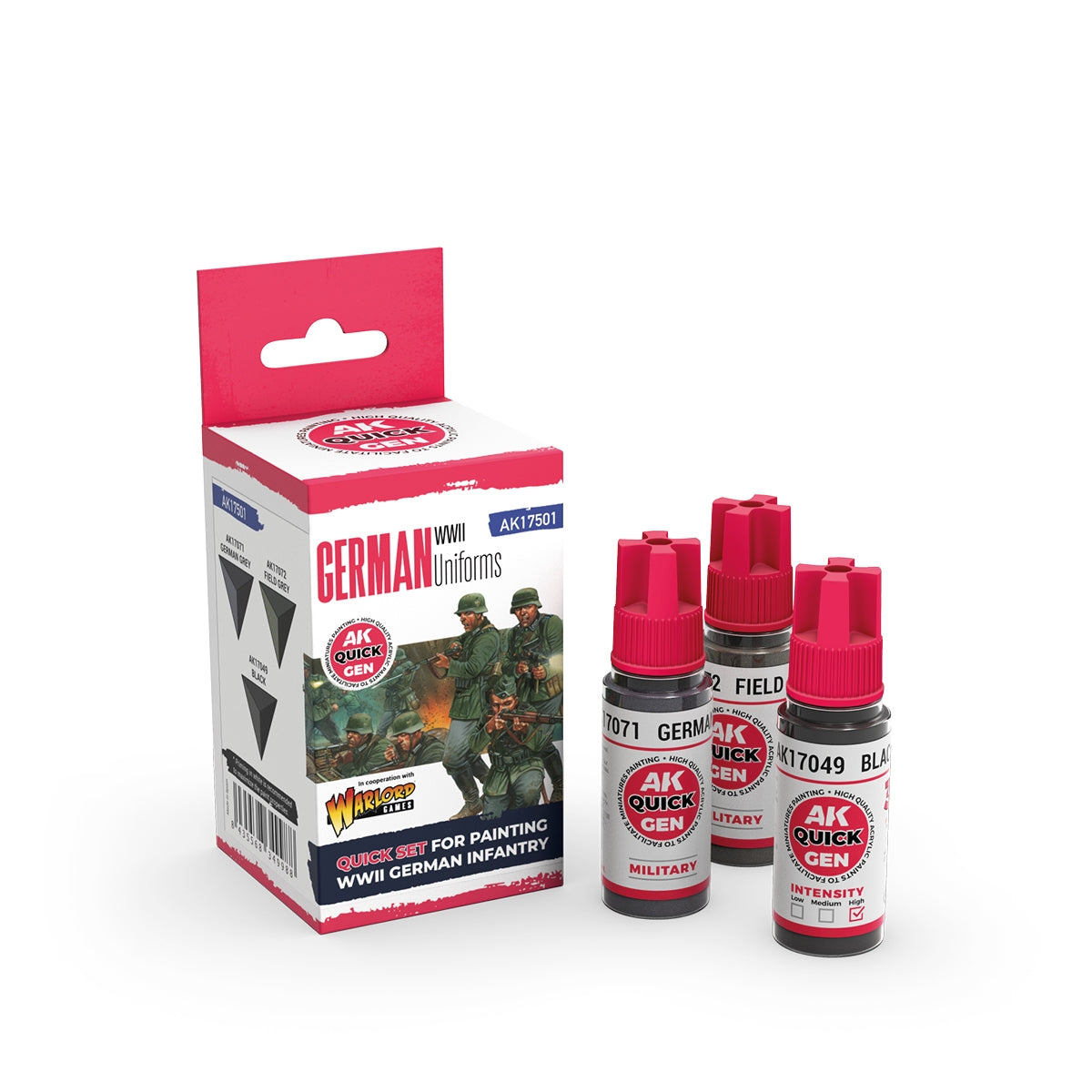AK Interactive AK17501 GERMAN WWII UNIFORMS – QUICK GEN SET 3x18ml