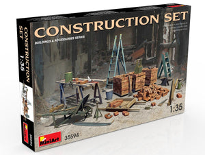MiniArt 35594 Construction Set Kit: Ladders, Table, Buckets, Bricks, Cart, Anvil, Beams, Jack Stand &amp;amp; Tools 1/35 – immagine 2