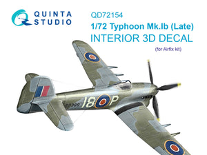 Intérieur coloré imprimé en 3D sur papier décalcomanie Quinta Studio QD72154 Typhoon Mk.1B Late (Airfix) 1/72