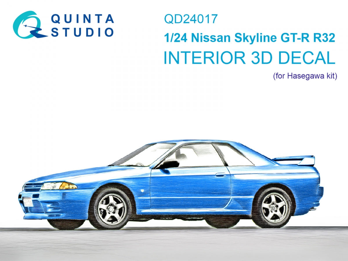 Intérieur coloré imprimé en 3D sur papier décalcomanie (Hasegawa) Quinta Studio QD24017 Nissan Skyline GT-R R32 1/24