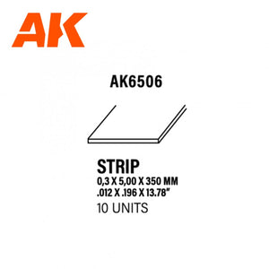 AK Interactive AK6506 BANDES 0,30 X 5,00 X 350MM – BANDE DE STYRÈNE – (10 UNITÉS)