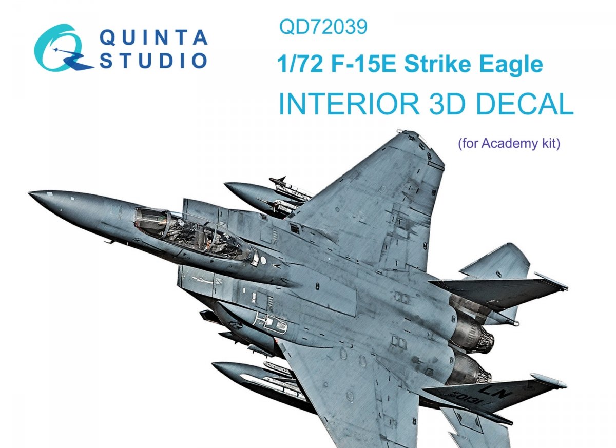 Quinta Studio QD72039 F-15E 3D-Printed &amp;amp; coloured Interior on decal paper (Academy) 1/72
