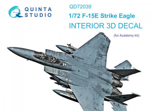 Quinta Studio QD72039 F-15E 3D-Printed &amp;amp; coloured Interior on decal paper (Academy) 1/72