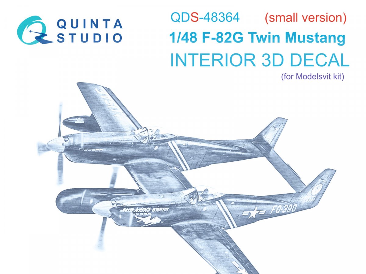 Quinta Studio QDS-48364 F-82G Twin Mustang 3D-Printed & coloured Interior on decal paper (Modelsvit) (Small version) 1/48
