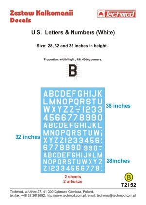 Techmod 72152 - US Letters &amp;amp; Numbers (White) 1/72