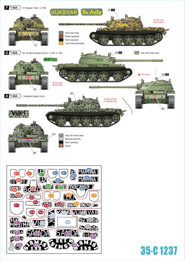 Star Decals 35-C1237 Domovinski Rat / Homeland War 1991-95. T-55A. 1992-93 1/35 – Bild 2