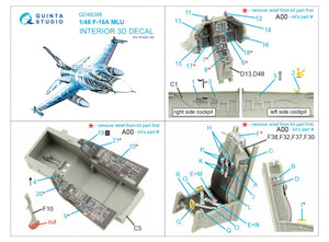 Quinta Studio QD48388 F-16A MLU 3D-Printed &amp;amp; colored Interior on decal paper (Kinetic) 1/48 – image 2