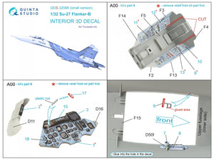 Quinta Studio QDS-32088 Su-27 3D-Printed &amp;amp; coloured Interior on decal paper (Trumpeter) (small version) 1/32 – immagine 9