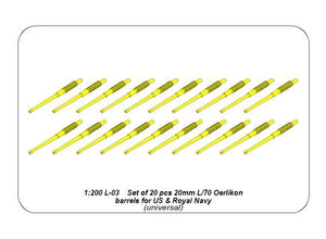 Aber 200L-03 Zestaw 20 luf 20 mm L/70 Oerlikon Mk.10 do okrętów US 1/200 – Bild 4
