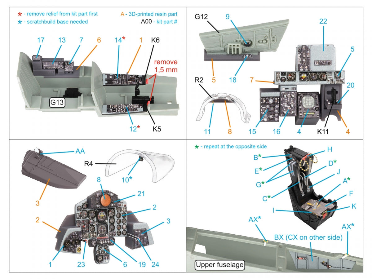 Intérieur imprimé en 3D et coloré sur papier décalcomanie (Academy) du F-4B Phantom II de Quinta Studio QD+48485 (avec pièces en résine imprimées en 3D) à l&amp;#39;échelle 1/48 – image 3