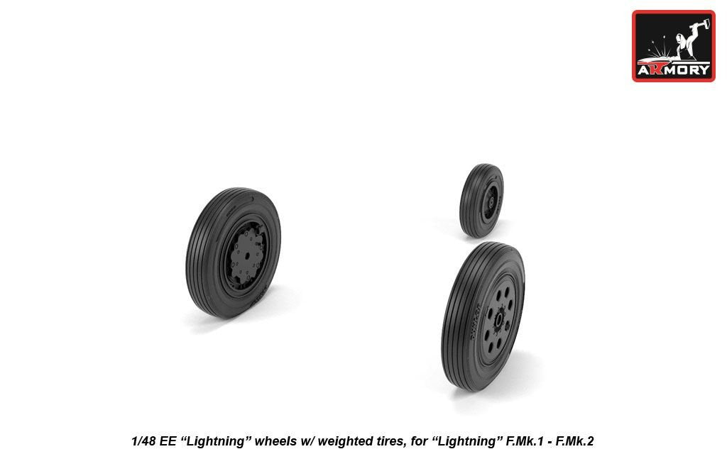 Armory Models AW48407 EE Lightning wheels w/ weighted tires, early 1/48 – Bild 4