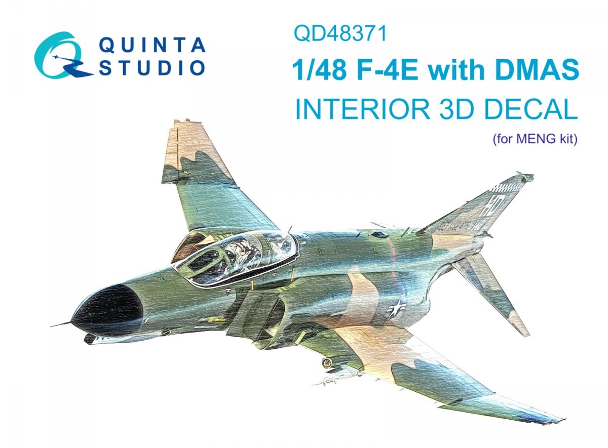 Quinta Studio QD48371 F-4E with DMAS 3D-Printed &amp; colored Interior on decal paper (Meng) 1/48