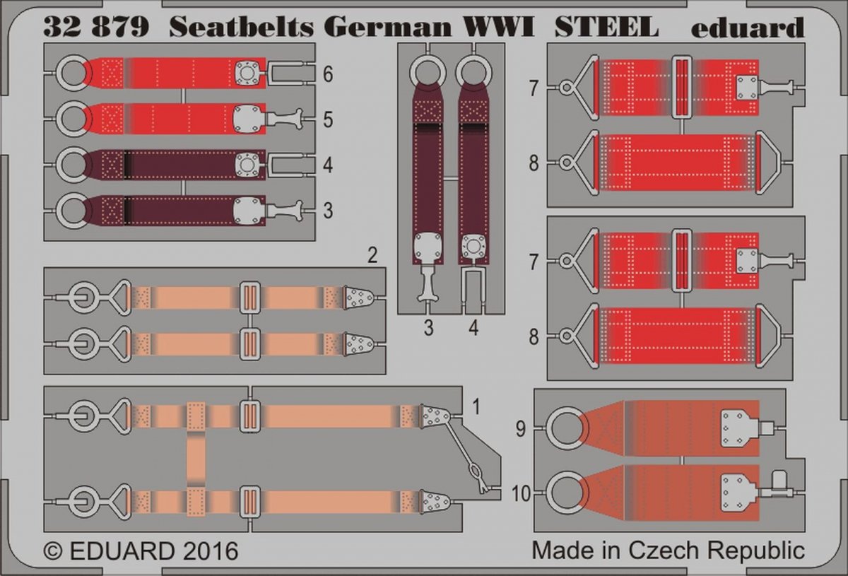 Eduard 32879 Ceintures de sécurité allemandes de la Première Guerre mondiale en acier, échelle 1/32