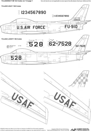 HobbyDecal TC32024V1 JASDF F-86 Tail Codes ver 1 1/32 – immagine 2