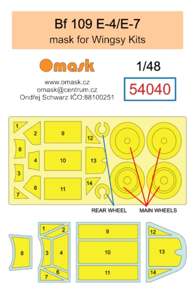 Omask 54040 Bf 109 E-4 / E-7 mask (for Wingsy Kits) 1/48 – immagine 2