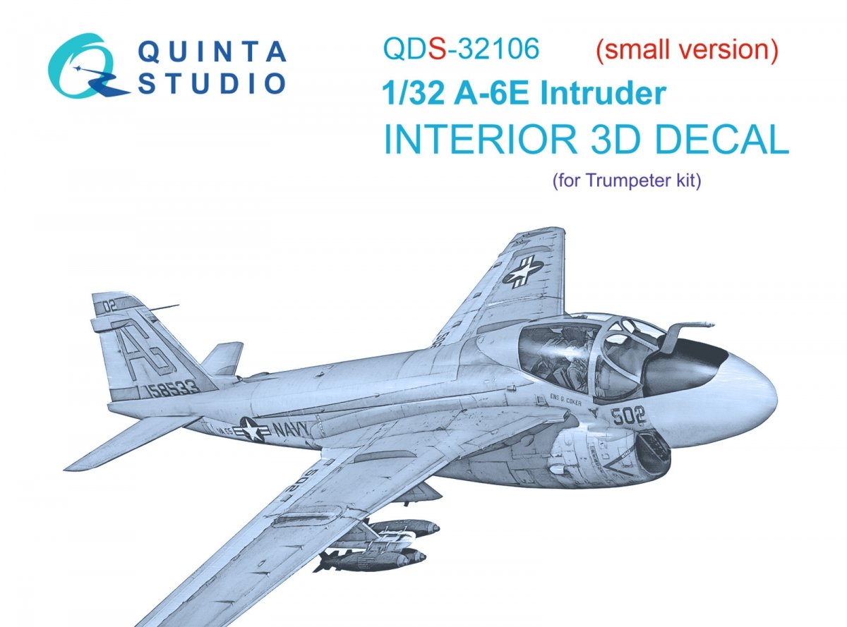 Quinta Studio QDS-32106 A-6E Intruder 3D-Printed &amp; colored Interior on decal paper (Trumpeter) (Small version) 1/32