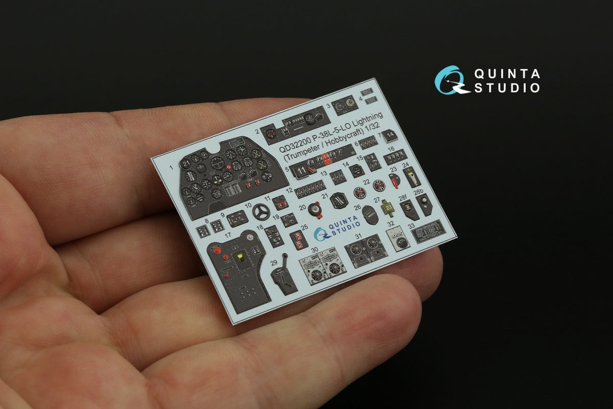 Quinta Studio QD32200 P-38L-5-LO Lightning 3D-Printed &amp;amp; coloured Interior on decal paper (Trumpeter/Hobbycraft) 1/32 – imagen 11